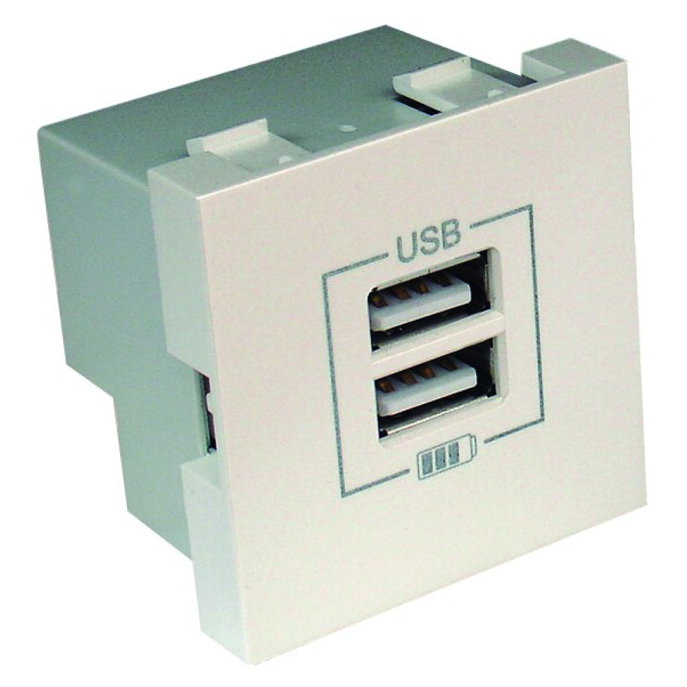 Розетка USB двойная Efapel Logus Ледяной металлик 21384 TGE